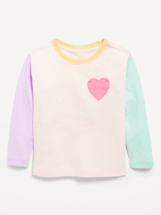 View large product image 1 of 1. Long-Sleeve Heart Pocket T-Shirt for Toddler Girls
