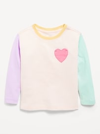Image number 1 showing, Long-Sleeve Heart Pocket T-Shirt for Toddler Girls