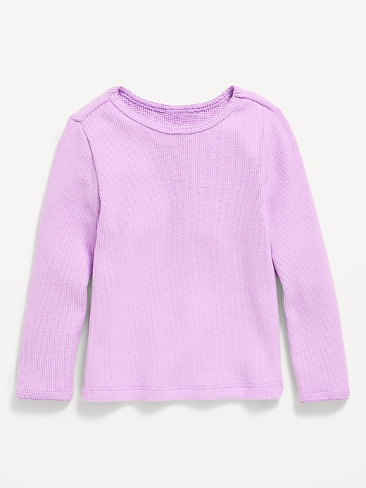 Image number 1 showing, Cozy Long-Sleeve Waffle-Knit T-Shirt for Toddler Girls