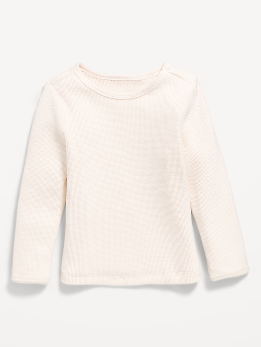 Image number 1 showing, Cozy Long-Sleeve Waffle-Knit T-Shirt for Toddler Girls