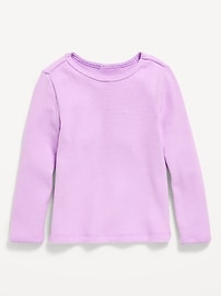 Image number 1 showing, Cozy Long-Sleeve Waffle-Knit T-Shirt for Toddler Girls