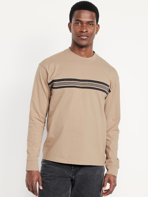 Heavyweight Chest-Stripe T-Shirt - Beige