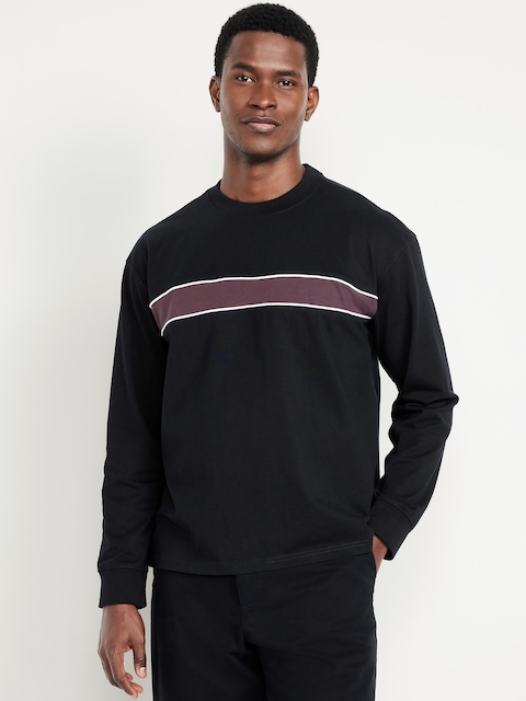 Heavyweight Chest-Stripe T-Shirt - Black