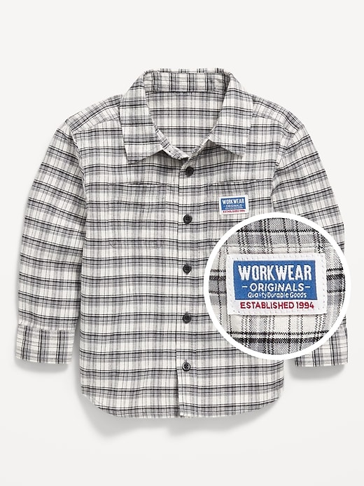 Image number 1 showing, Plaid Flannel Pocket Shirt for Toddler Boys