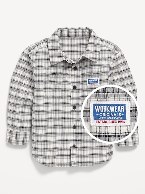 Plaid Flannel Pocket Shirt for Toddler Boys