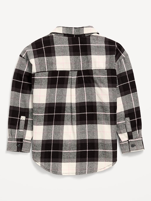 Image number 3 showing, Oversized Long-Sleeve Plaid Flannel Shirt for Girls