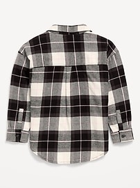 Image number 3 showing, Oversized Long-Sleeve Plaid Flannel Shirt for Girls