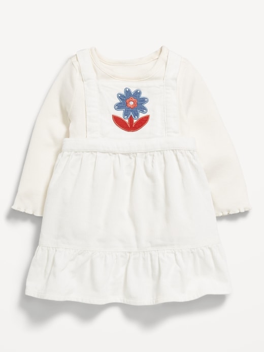 View large product image 1 of 2. Long-Sleeve Ribbed T-Shirt and Corduroy Dress Set for Baby