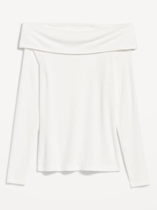 Image number 8 showing, Off-Shoulder Long-Sleeve Ribbed Top