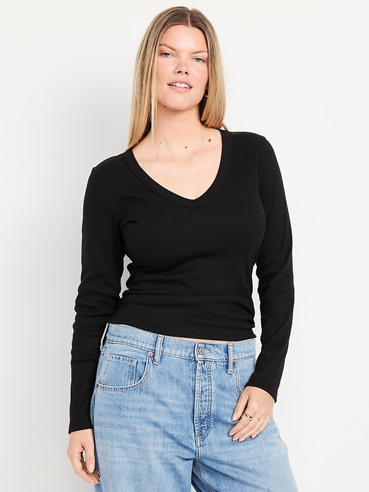 Image number 4 showing, Long-Sleeve Cozy V-Neck Top