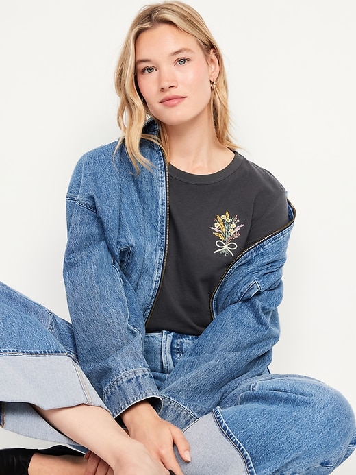 L'image numéro 3 présente T-shirt passe-partout ras du cou à imprimé