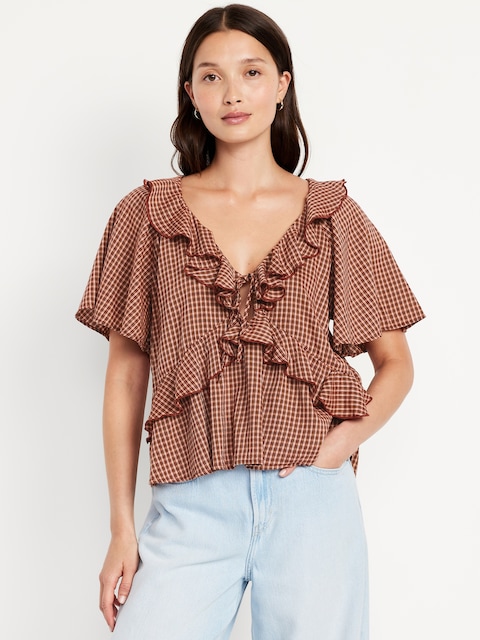 Ruffle V-Neck Top - Multi