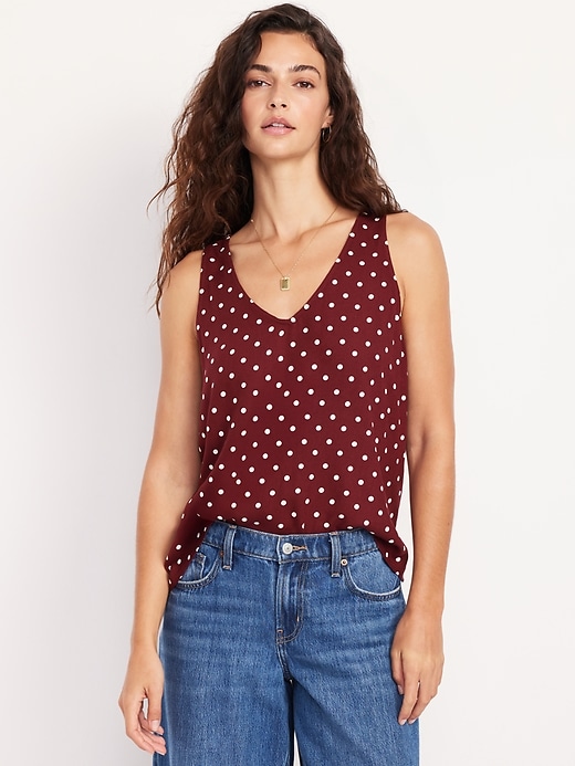 Image number 1 showing, Sleeveless V-Neck Crepe Top