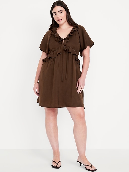 Image number 4 showing, Satin Ruffle Mini Dress