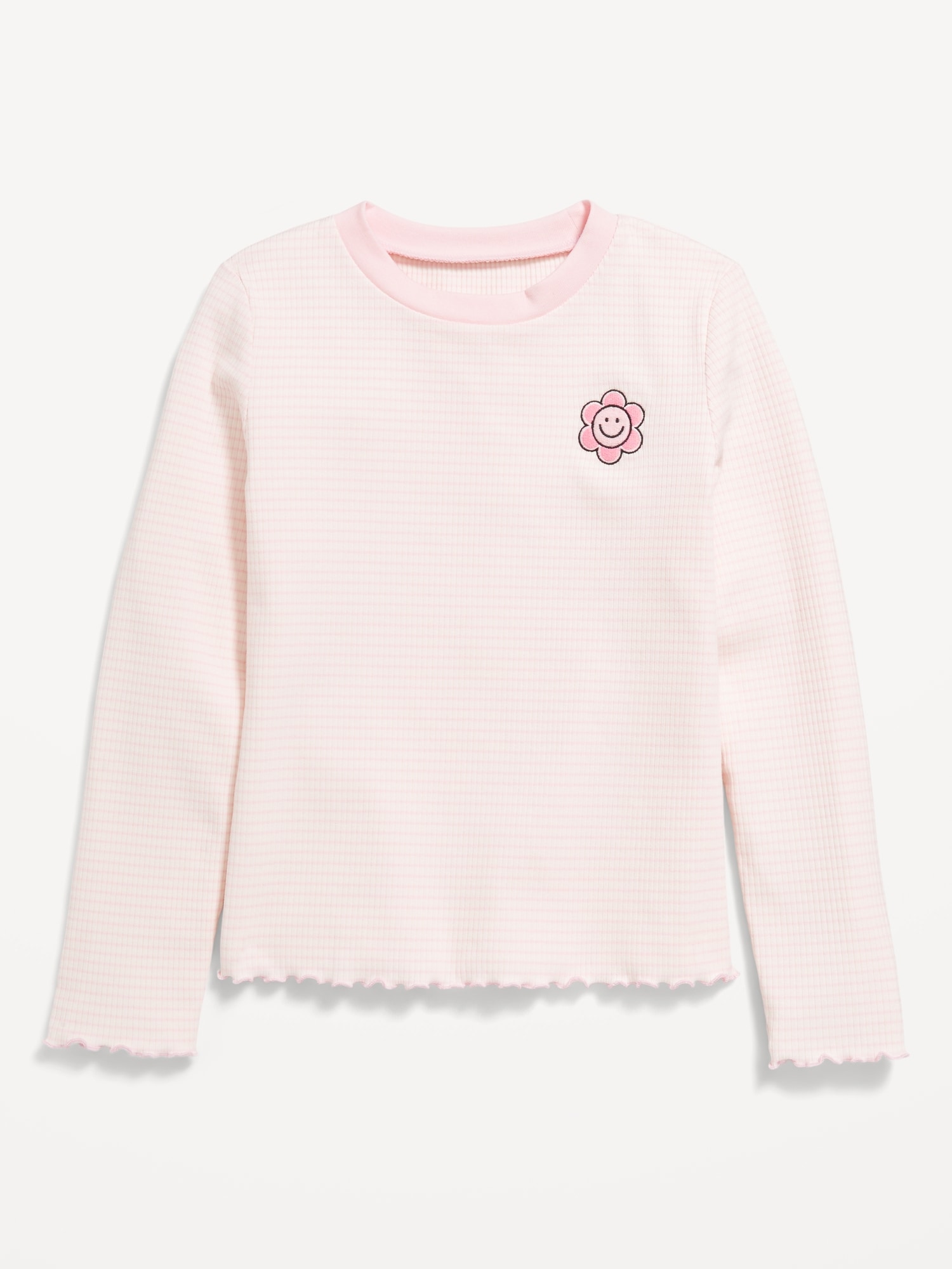 Printed Long-Sleeve Fitted Ringer Top for Girls
