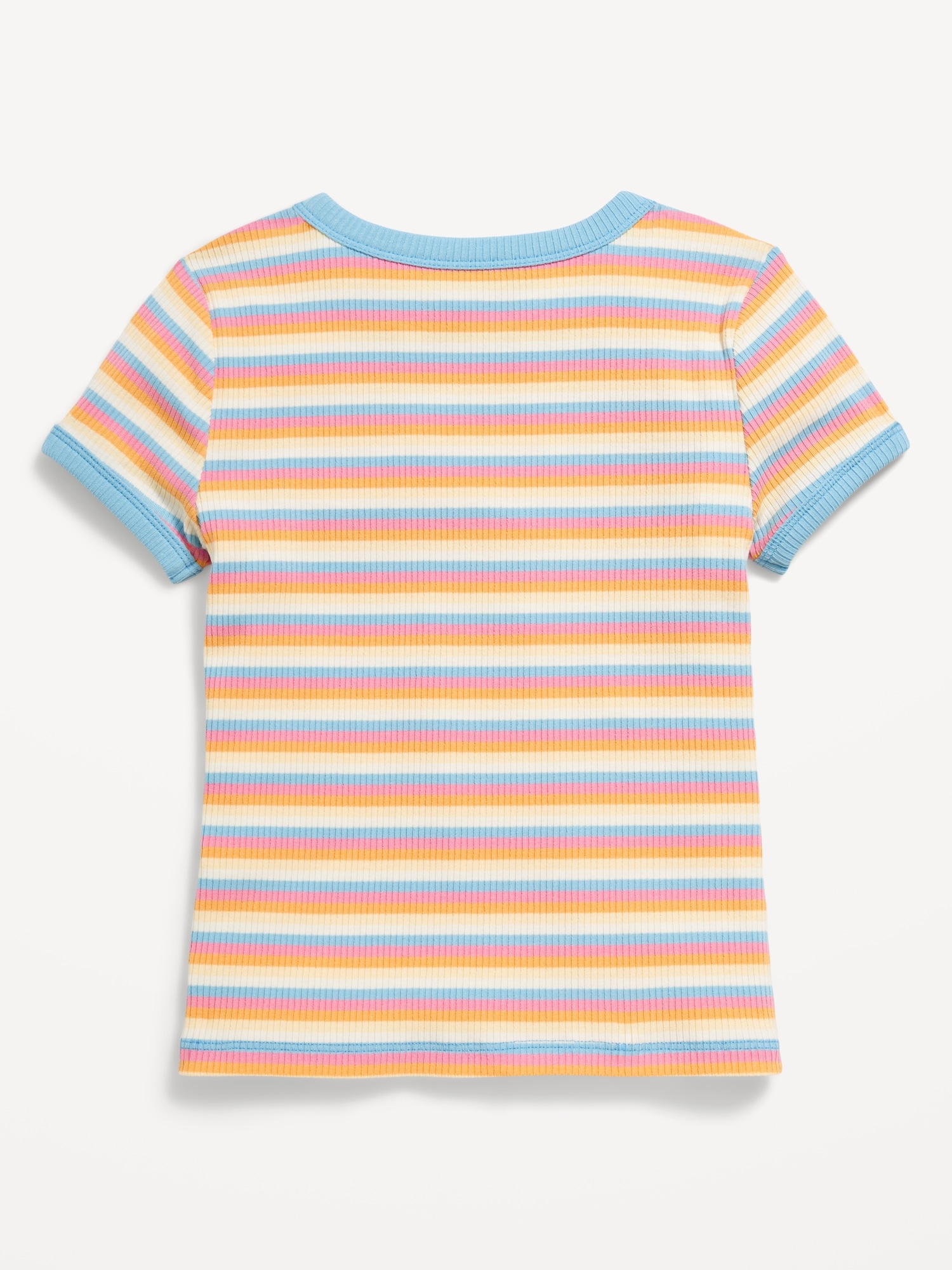 Fitted Short-Sleeve Printed Ribbed Ringer T-Shirt for Girls