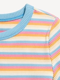 View large product image 3 of 3. Fitted Short-Sleeve Printed Ribbed Ringer T-Shirt for Girls