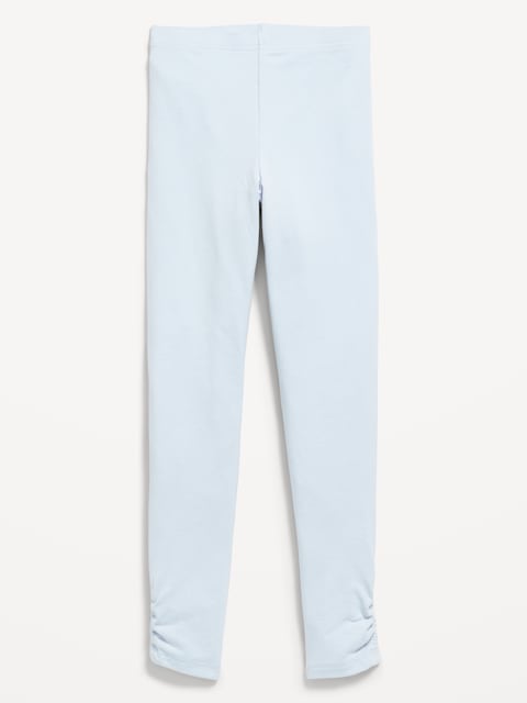 High-Waisted Side Ruched Leggings for Girls - Blue