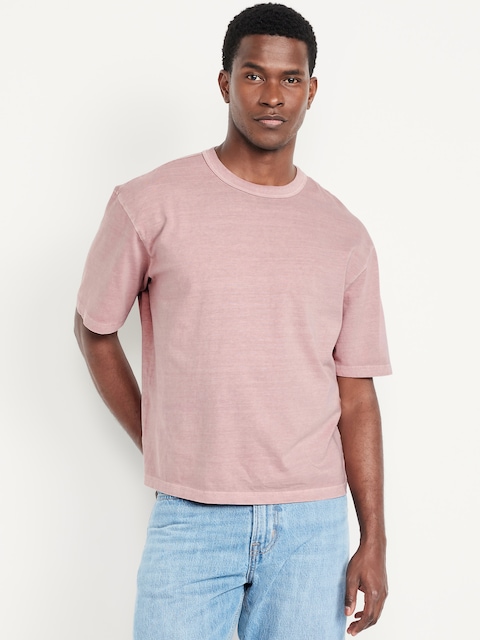 Garment-Dyed Cropped T-Shirt - Pink