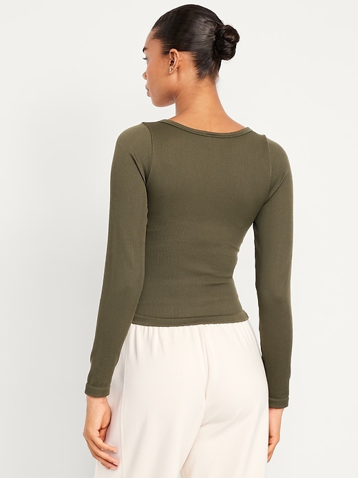 Image number 2 showing, Exhale Seamless Cropped Henley Top