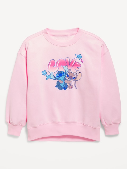 Disney© Lilo & Stitch Oversized Graphic Tunic Sweatshirt for Girls - Pink