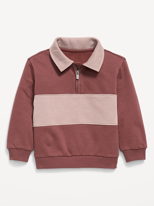 Image number 1 showing, Oversized Collared Quarter-Zip Sweatshirt for Toddler Boys