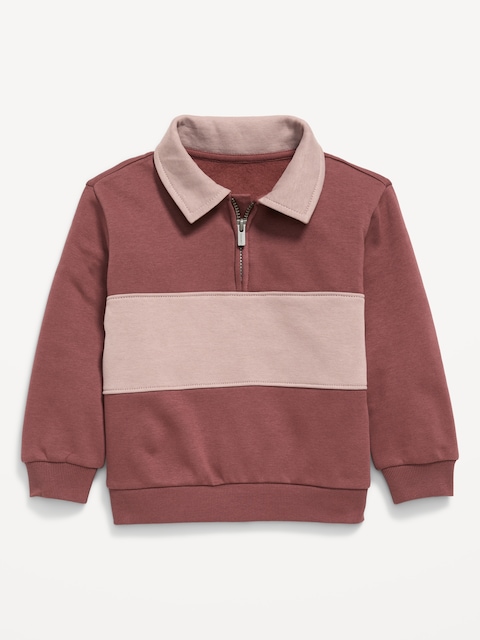 Oversized Collared Quarter-Zip Sweatshirt for Toddler Boys