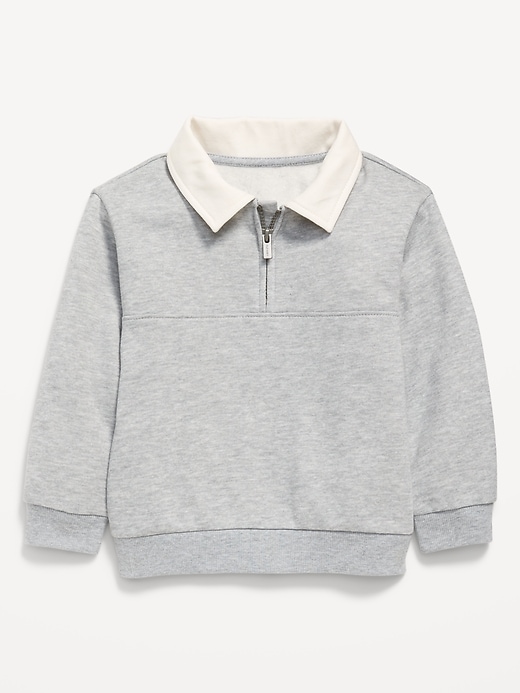 Image number 1 showing, Oversized Collared Quarter-Zip Sweatshirt for Toddler Boys