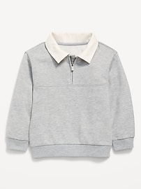 Image number 1 showing, Oversized Collared Quarter-Zip Sweatshirt for Toddler Boys
