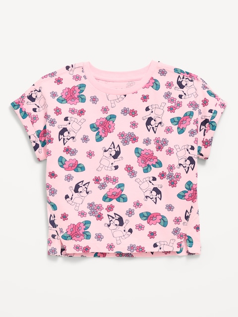 Dolman-Sleeve Licensed Graphic T-Shirt for Toddler Girls - Bluey All Over Print