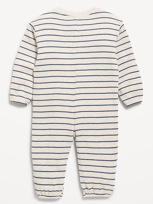 Image number 2 showing, Printed Waffle-Knit Henley One-Piece for Baby