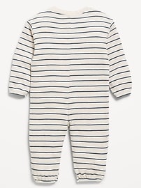 Image number 2 showing, Printed Waffle-Knit Henley One-Piece for Baby