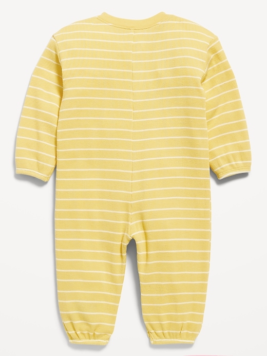 Image number 2 showing, Printed Waffle-Knit Henley One-Piece for Baby