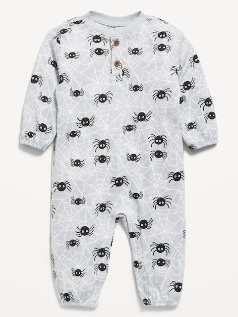 Une-pièce henley sans manches en tricot gaufré à motif pour bébé - Bleu