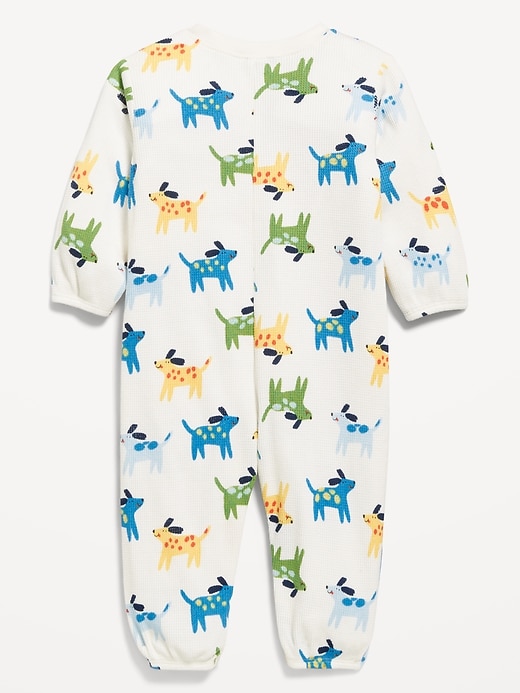 View large product image 2 of 2. Printed Waffle-Knit Henley One-Piece for Baby