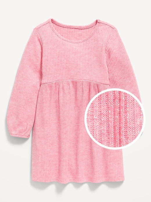 Image number 1 showing, Long-Sleeve Shiny Ribbed Dress for Toddler Girls