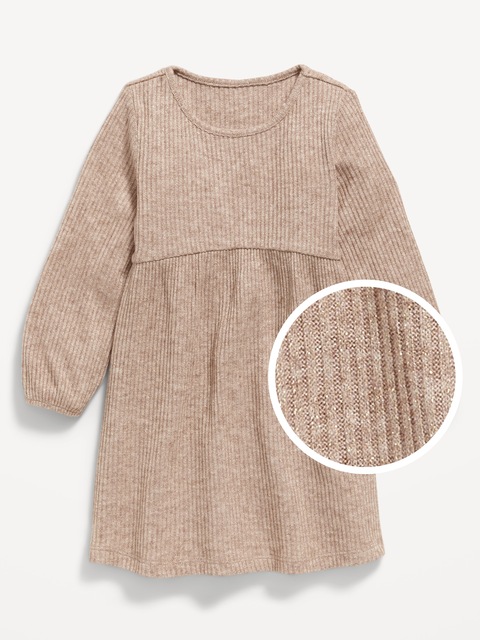 Long-Sleeve Shiny Ribbed Dress for Toddler Girls - Moonsand
