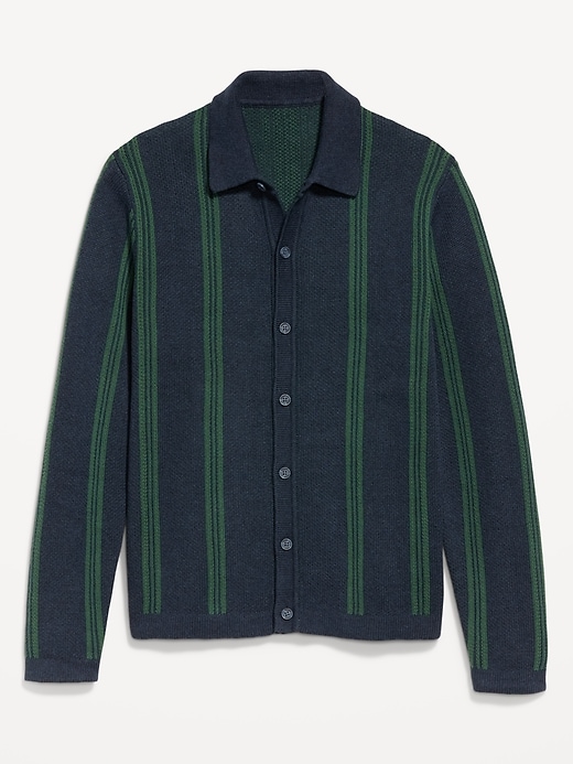 Image number 4 showing, Striped Button-Front Cardigan Sweater