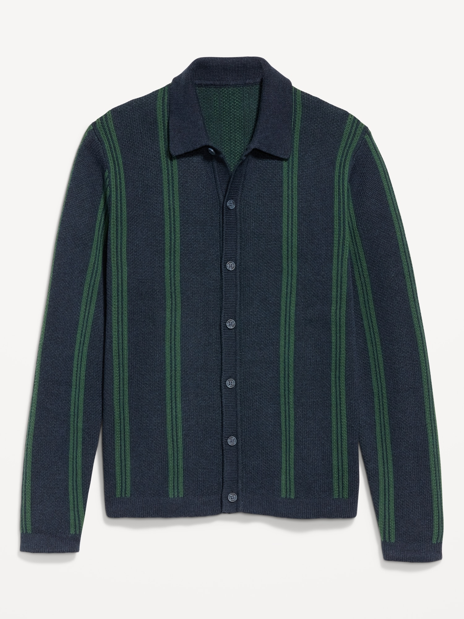Striped Button-Front Cardigan Sweater