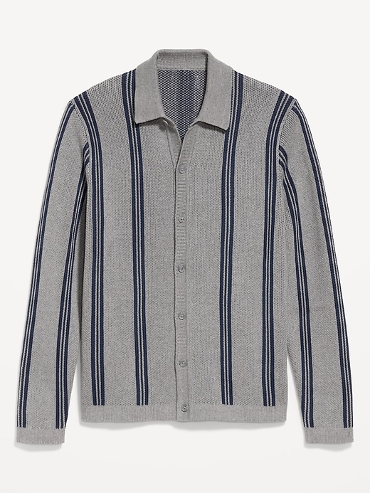 Image number 4 showing, Striped Button-Front Cardigan Sweater
