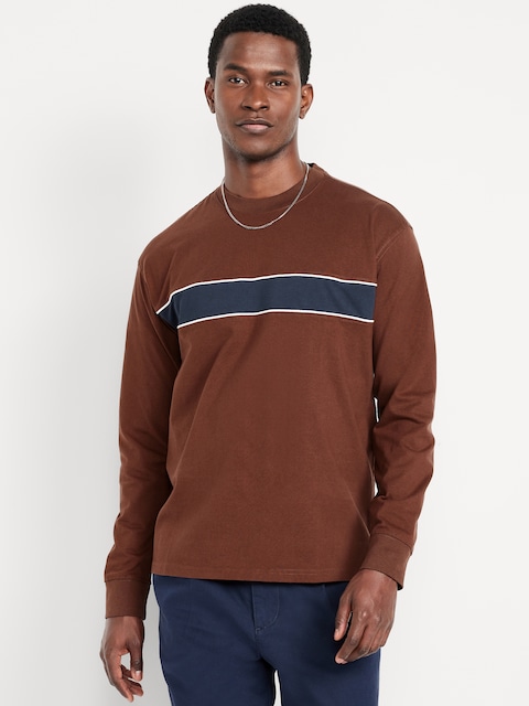 Heavyweight Chest-Stripe T-Shirt - Brown