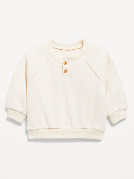 Image number 1 showing, Cozy Long-Sleeve Henley Thermal-Knit Sweatshirt for Baby