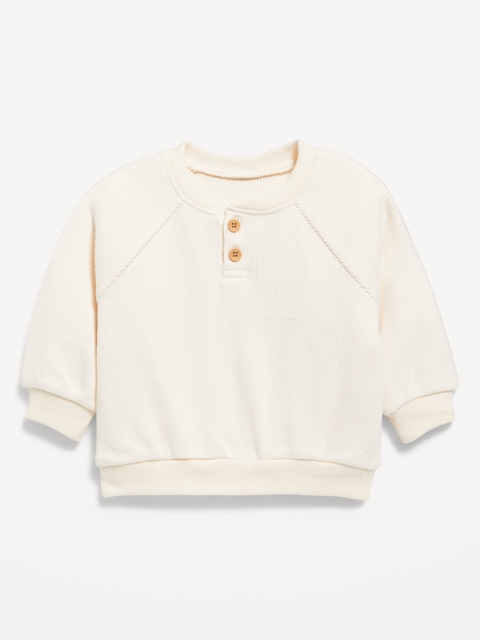 Henley à manches longues en tricot gaufré pour bébé - Crème De La Crème