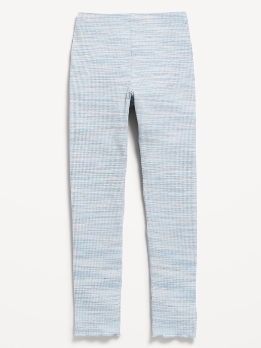 Image number 1 showing, High-Waisted Ribbed Lettuce-Edge Leggings for Girls
