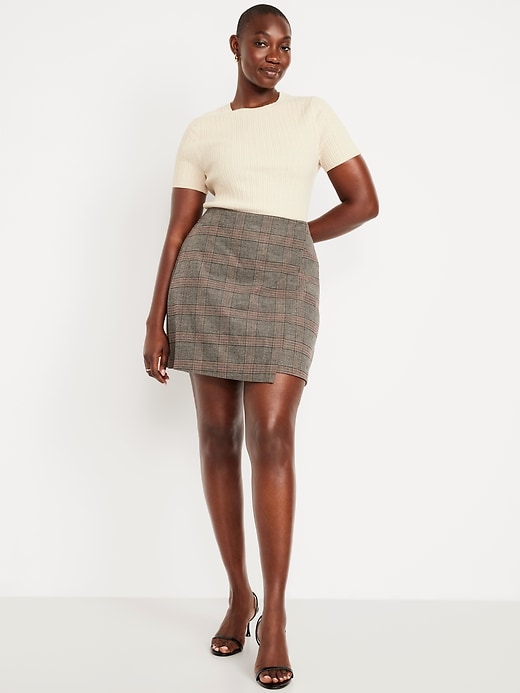 Image number 4 showing, High-Waisted Wrap-Front Mini Skirt