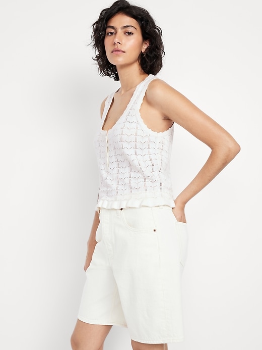 Image number 3 showing, Sleeveless Pointelle Henley Top