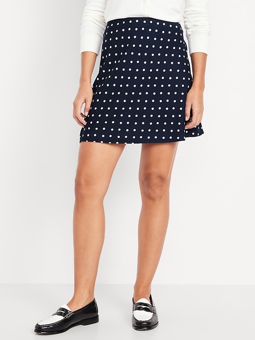 Image number 2 showing, High-Waisted Crepe Mini Skirt