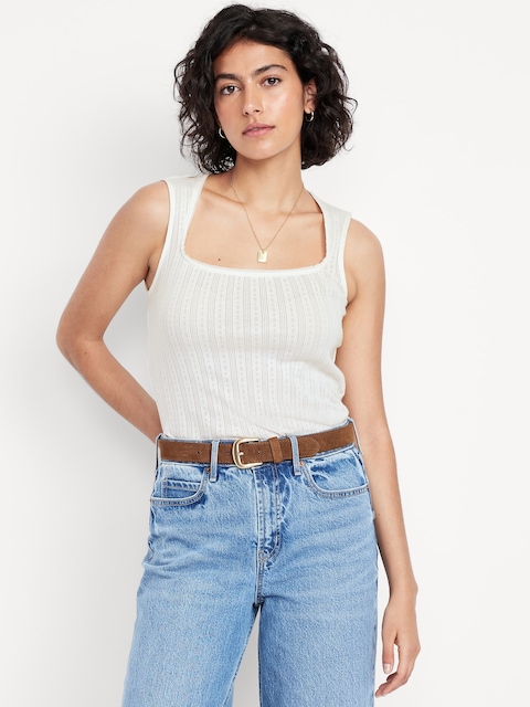 Sleeveless Pointelle Top