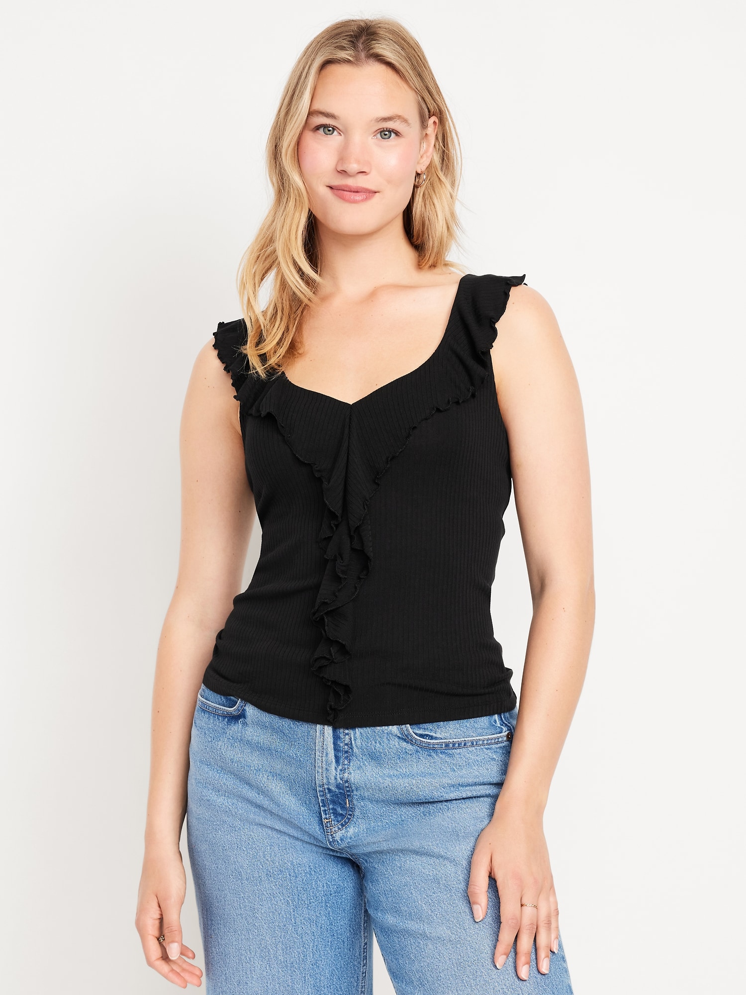 Sleeveless Ruffle Top
