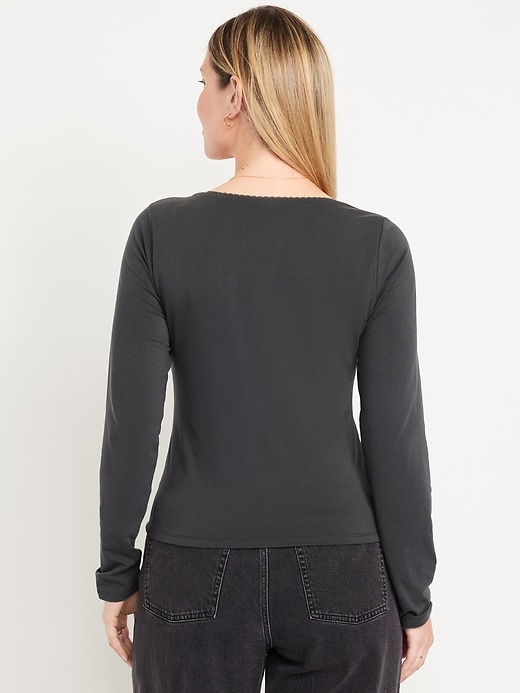 Image number 6 showing, Fitted Double-Layer Scoop-Neck Top